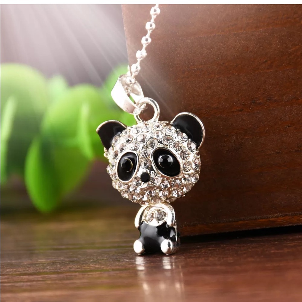 Silver panda pendant necklace - Picture 2 of 6